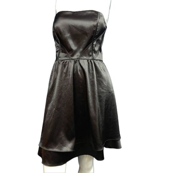 Hailey Adrianna Papell Satin Embossed Formal Dress Prom Party Club Strapless - Picture 2 of 12